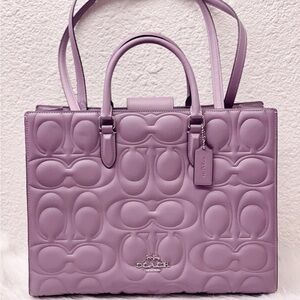 Coach Lavender Quilted Signature Leather Tote